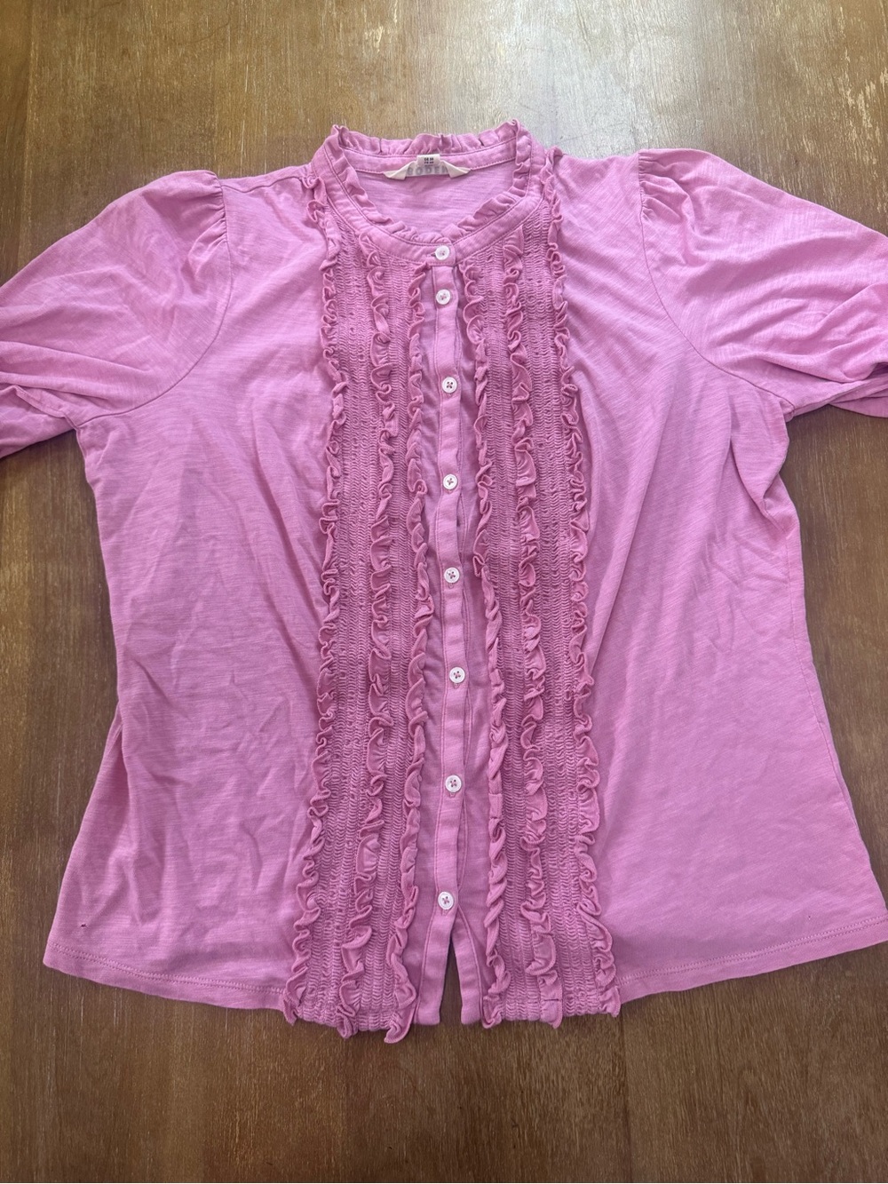 Boden Pink Ruffled Button-Front Blouse